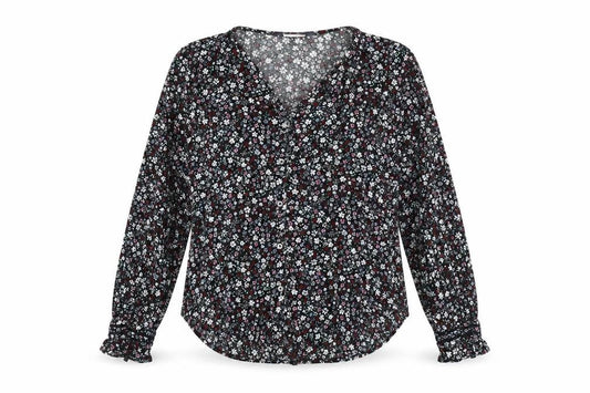 Marks and Spencer Womens Multicoloured Floral Viscose Basic Button-Up Size 10 V-Neck