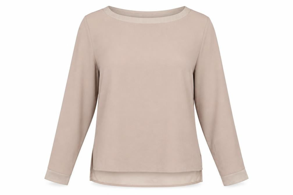 ESMARA Womens Beige Polyester Basic Blouse Size 10 Boat Neck