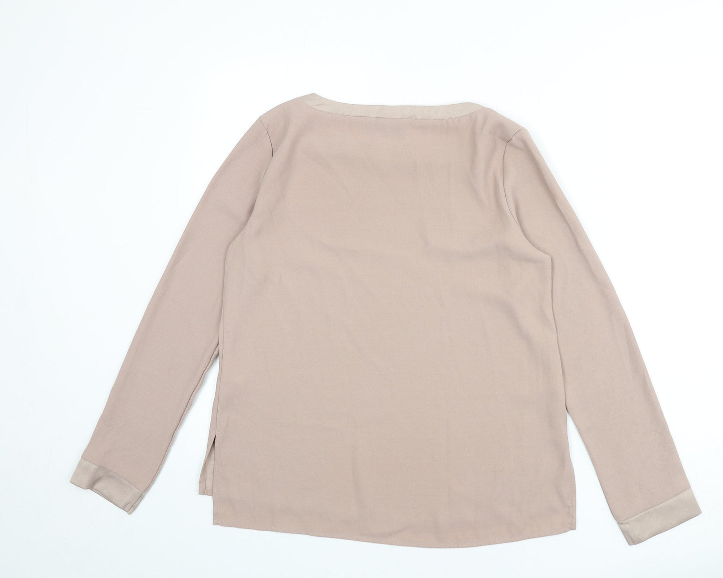 ESMARA Womens Beige Polyester Basic Blouse Size 10 Boat Neck