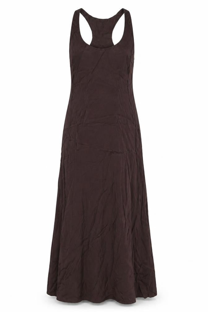 Weekday Womens Brown Viscose Maxi Size 6 Scoop Neck Zip - Racer Back