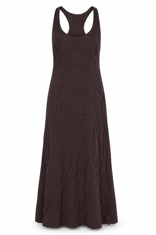 Weekday Womens Brown Viscose Maxi Size 6 Scoop Neck Zip - Racer Back