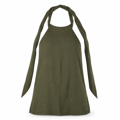 Diffuse Womens Green Polyester Basic Blouse Size 10 Halter - Open Back, Side Slits