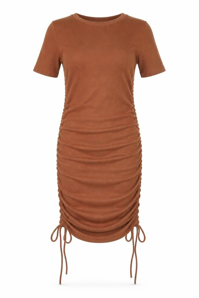 Zara Womens Brown Cotton Bodycon Size S Crew Neck Pullover - Rushed