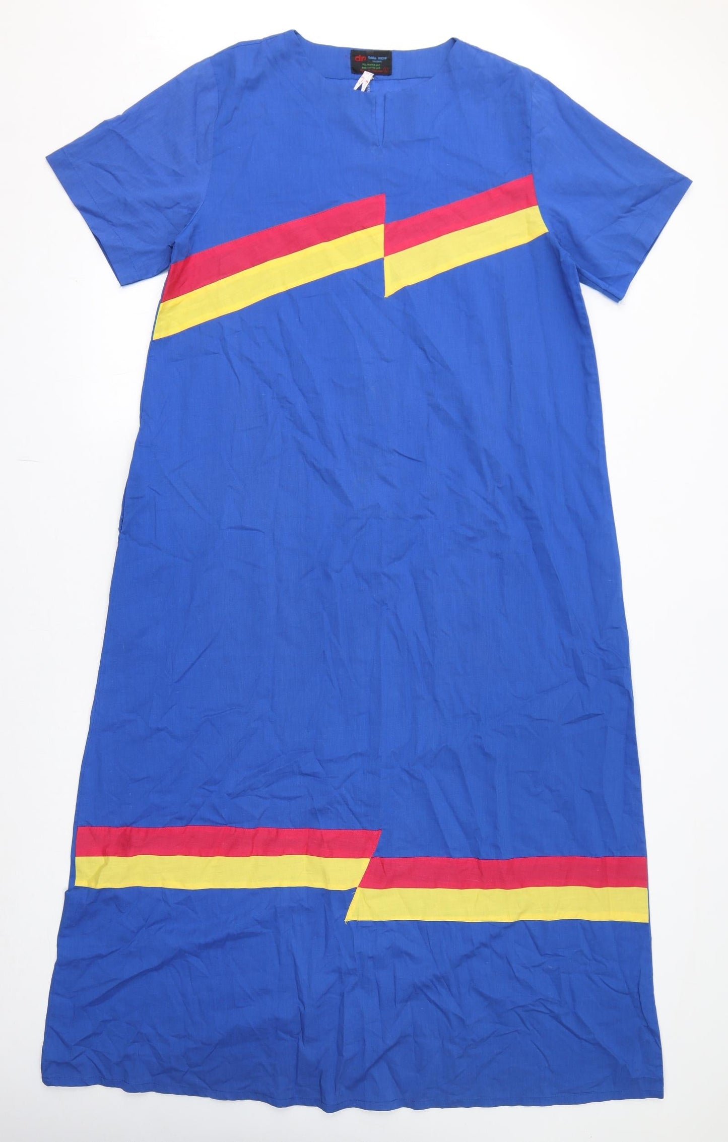 DARA RICHI Womens Blue Polyester A-Line Size L V-Neck Pullover