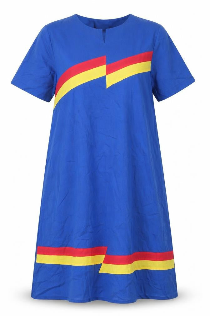 DARA RICHI Womens Blue Polyester A-Line Size L V-Neck Pullover