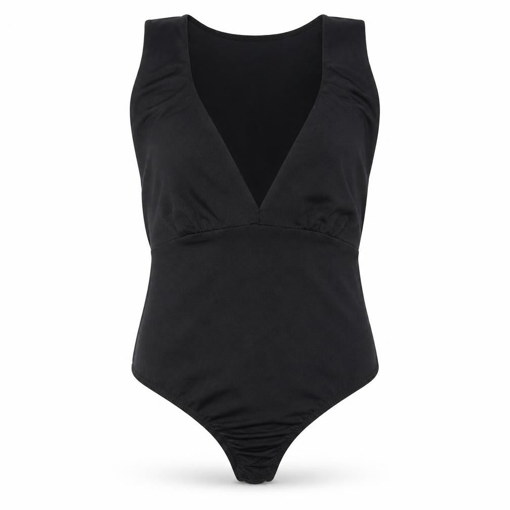 PRETTYLITTLETHING Womens Black Polyester Bodysuit One-Piece Size 8 Button