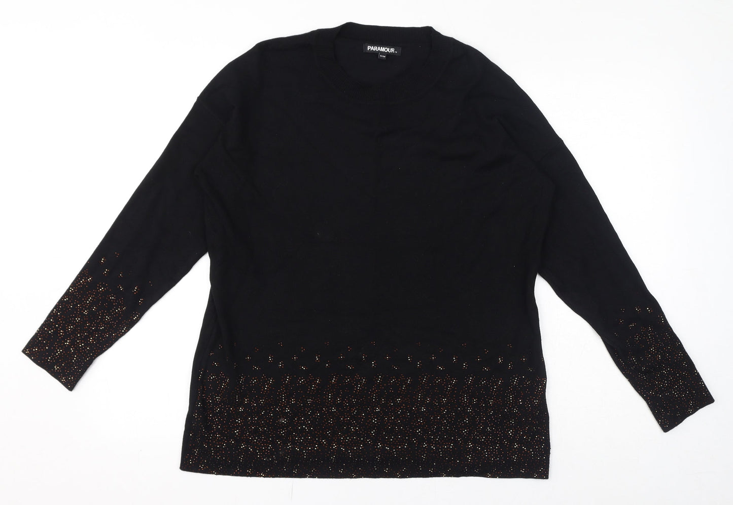 Paramour Womens Black Crew Neck Viscose Pullover Jumper Size S - Size S-M, Studded