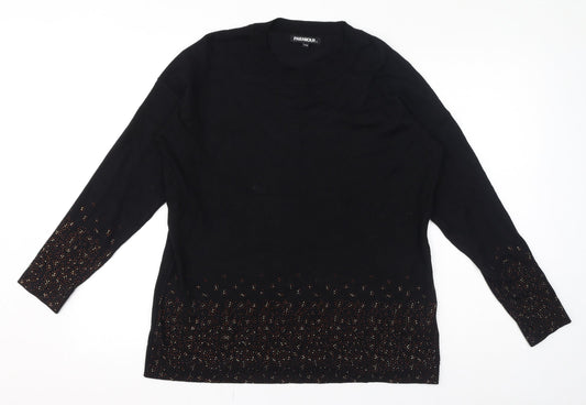 Paramour Womens Black Crew Neck Viscose Pullover Jumper Size S - Size S-M, Studded