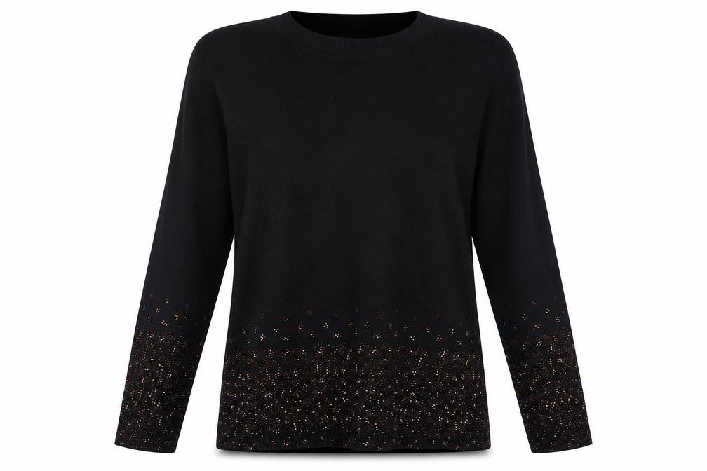Paramour Womens Black Crew Neck Viscose Pullover Jumper Size S - Size S-M, Studded