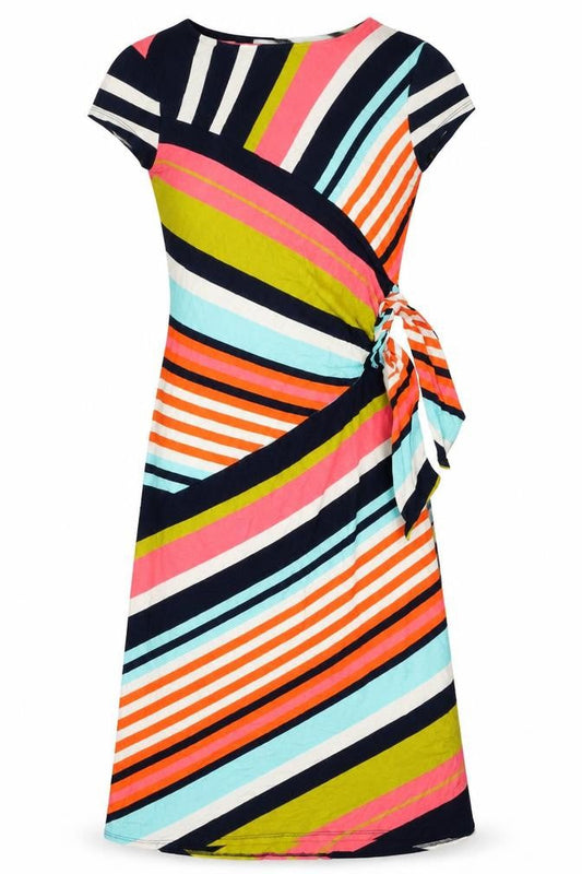 John Lewis Womens Multicoloured Striped Viscose A-Line Size 8 Round Neck Pullover