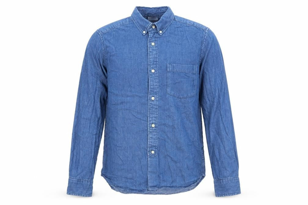 H&M Mens Blue Cotton Button-Up Size S Collared Button - Pocket