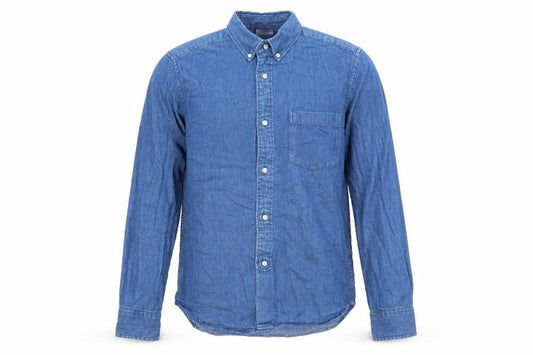 H&M Mens Blue Cotton Button-Up Size S Collared Button - Pocket