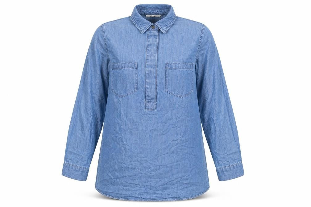 TU Womens Blue Cotton A-Line Size 12 Collared Button - Pockets, Buttons
