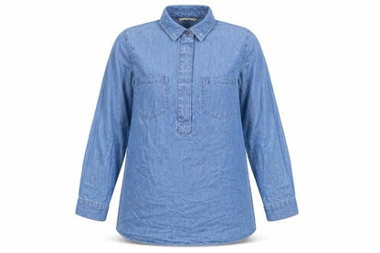 Tu Womens Blue Cotton A-Line Size 12 Collared Button - Pockets, Buttons