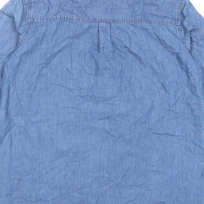 Tu Womens Blue Cotton A-Line Size 12 Collared Button - Pockets, Buttons