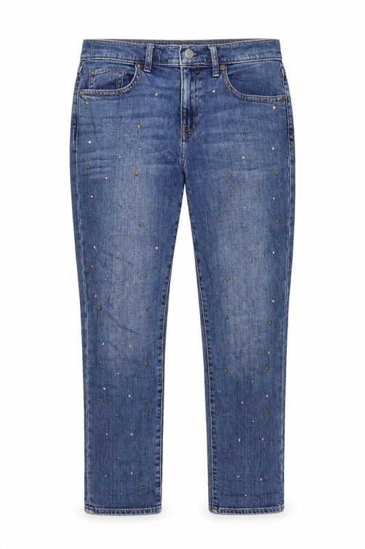 Gap Womens Blue Cotton Capri Jeans Size 30 in L26 in Regular Zip - Pockets, Belt Loops, Star, Studs