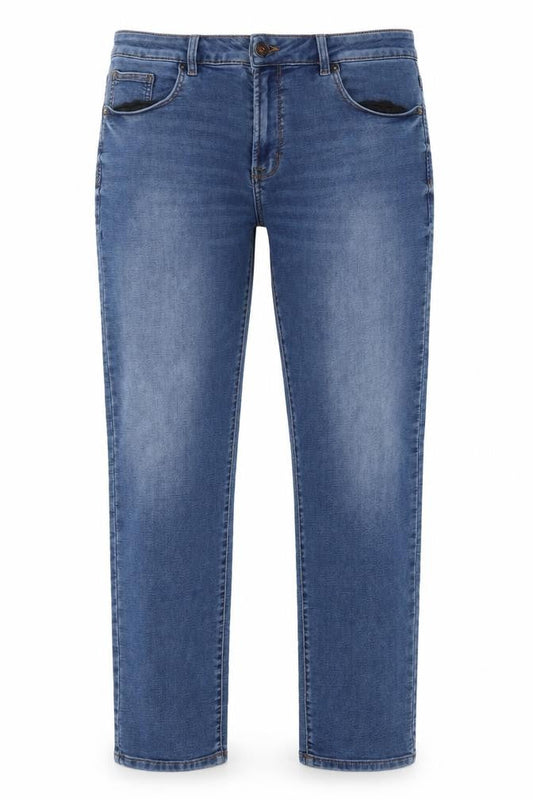 Next Womens Blue Cotton Straight Jeans Size 40 in L31 in Slim Zip - Pockets