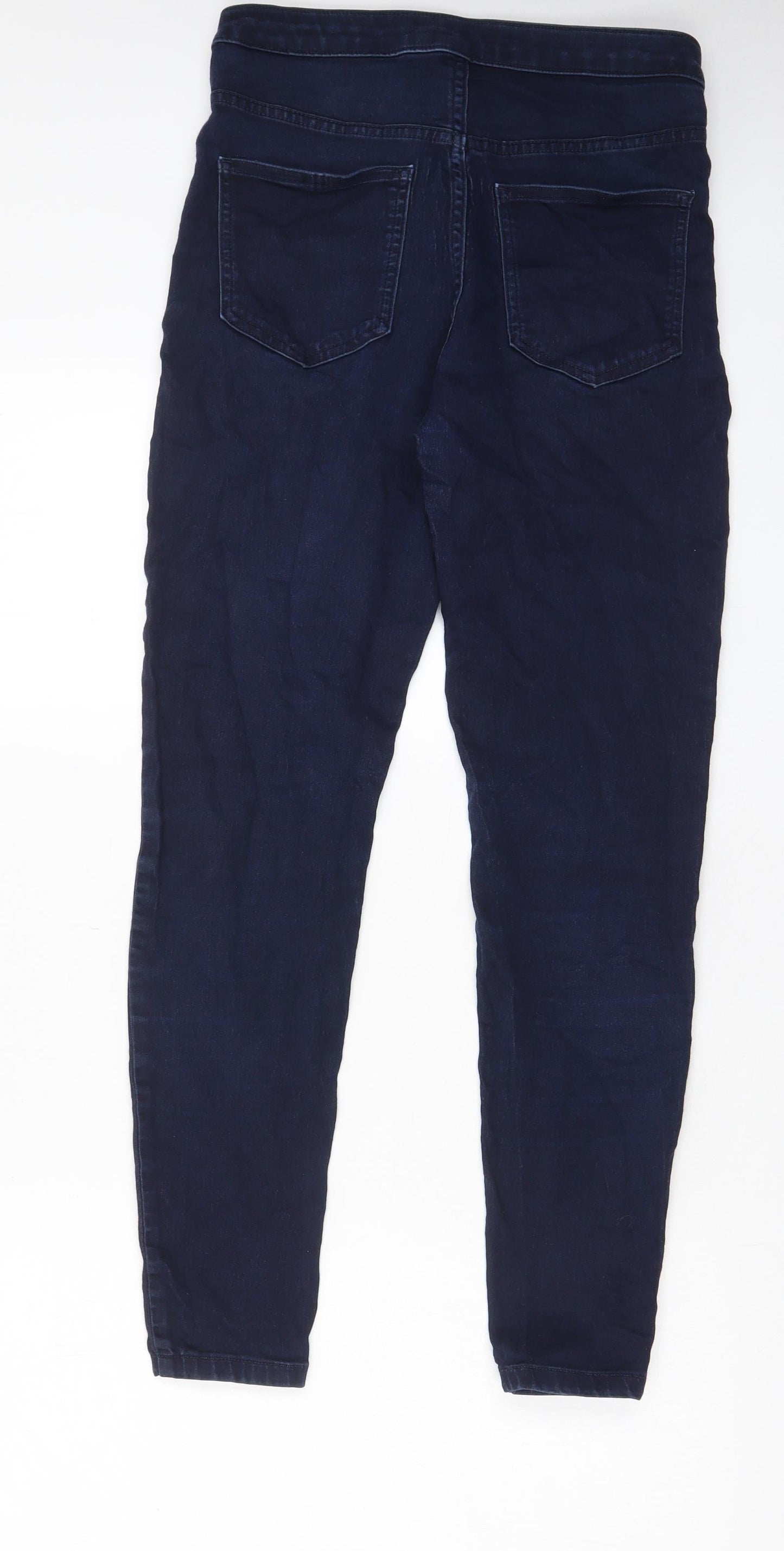 Marks and Spencer Womens Blue Cotton Skinny Jeans Size 12 L28 in Regular Zip - Pockets
