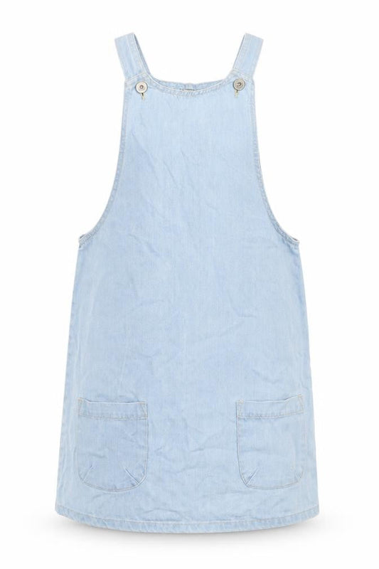 Denim & Co. Womens Blue Cotton Pinafore/Dungaree Dress Size 12 Scoop Neck Button - Pocket