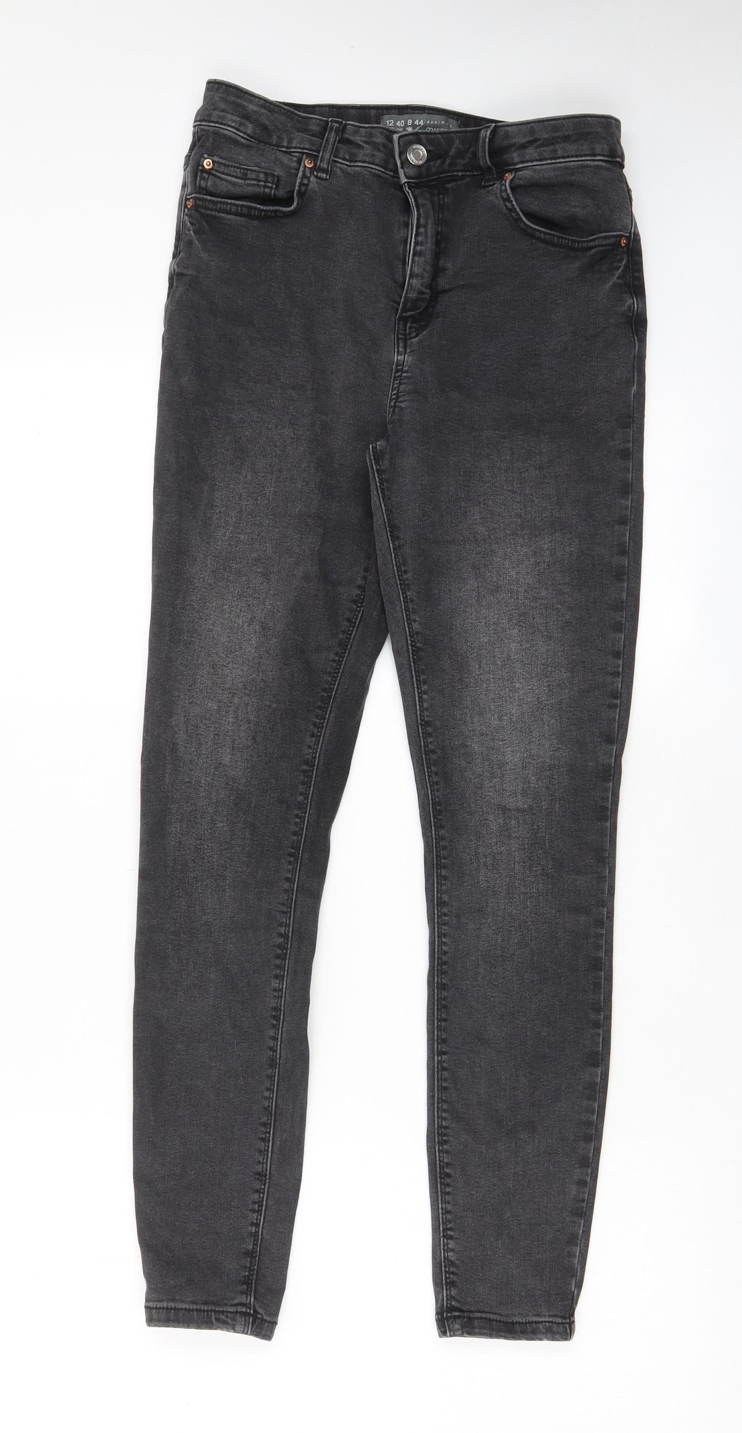 Denim & Co. Womens Grey Cotton Skinny Jeans Size 10 L27 in Regular Zip - Pockets, Belt Loops