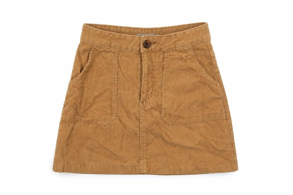 Denim & Co. Womens Brown Cotton A-Line Skirt Size 6 Button - Pockets