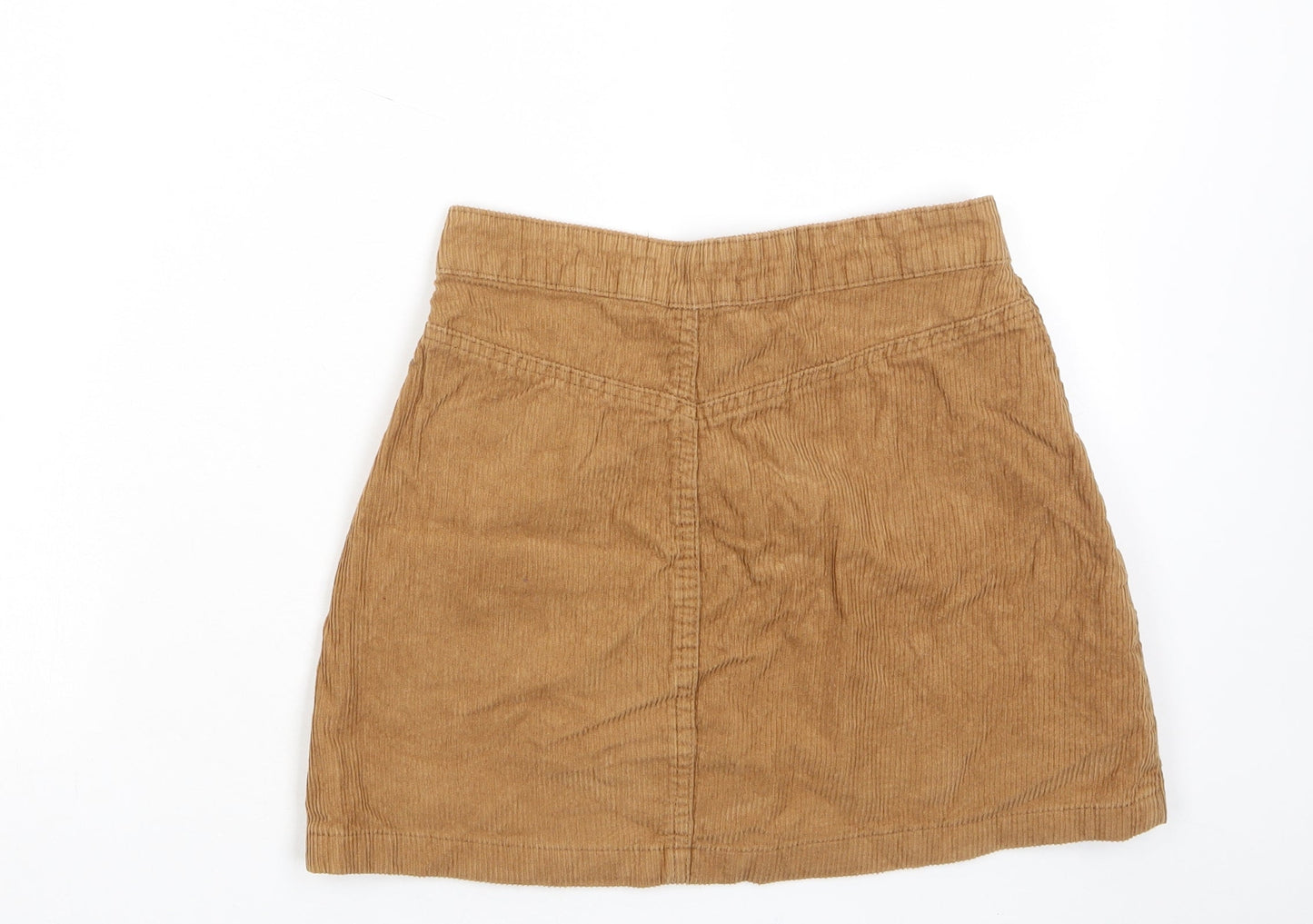 Denim & Co. Womens Brown Cotton A-Line Skirt Size 6 Button - Pockets