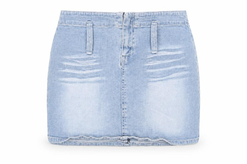 Tom Wolfe Womens Blue Cotton A-Line Skirt Size 28 in Zip - Glitter