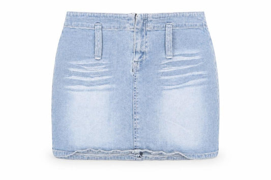 Tom Wolfe Womens Blue Cotton A-Line Skirt Size 28 in Zip - Glitter