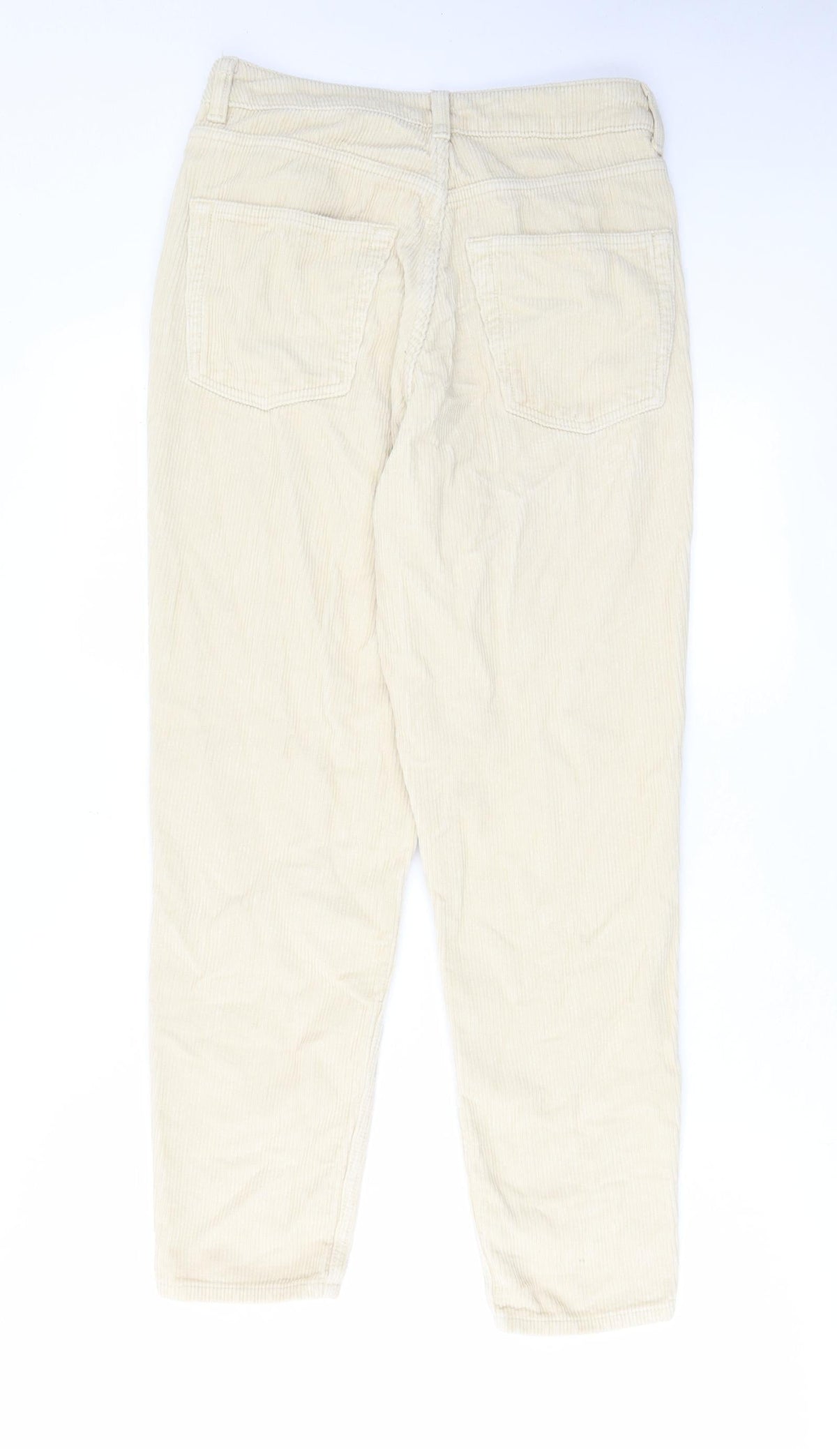 Topshop Womens Ivory Cotton Trousers Size 28 in L30 in Regular Zip - Pockets, Belt Loops