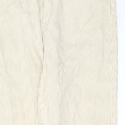 Topshop Womens Ivory Cotton Trousers Size 28 in L30 in Regular Zip - Pockets, Belt Loops