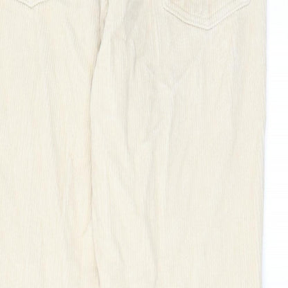 Topshop Womens Ivory Cotton Trousers Size 28 in L30 in Regular Zip - Pockets, Belt Loops