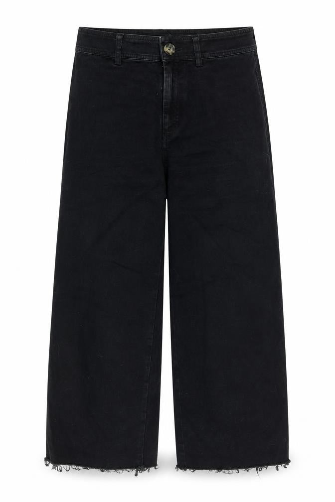 H&M Womens Black Cotton Straight Jeans Size 12 L24 in Regular Zip - Raw Hems