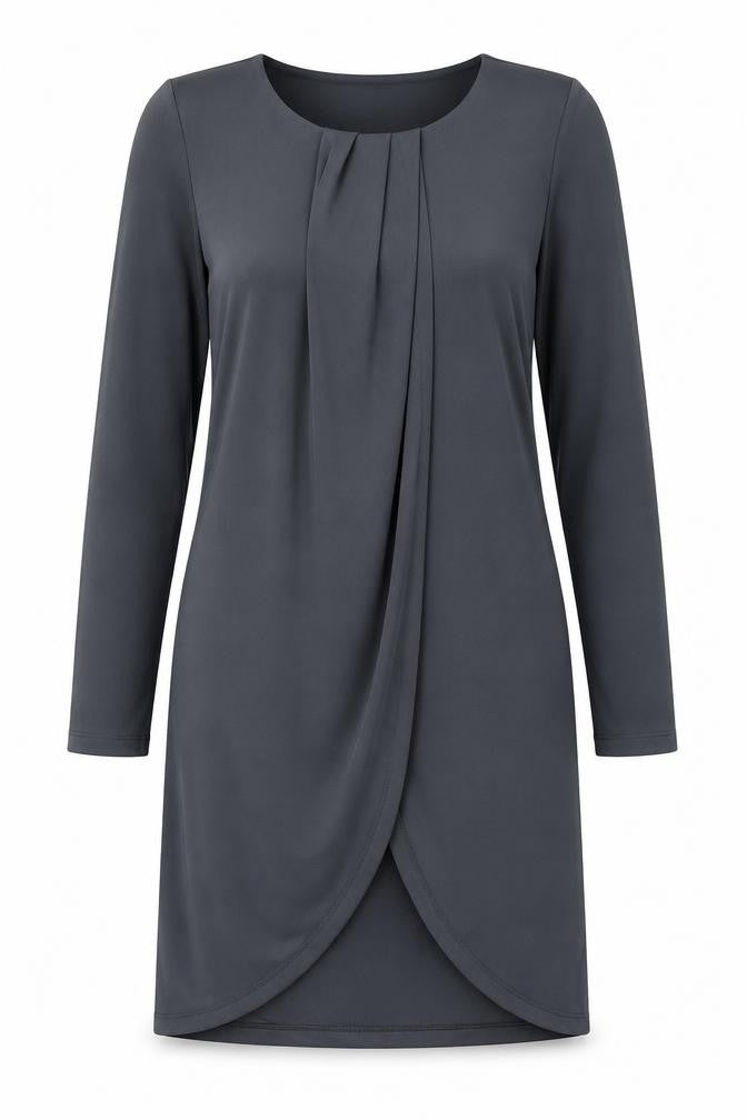 Marks & Spencer Womens Grey Polyester A-Line Size 8 Round Neck Pullover