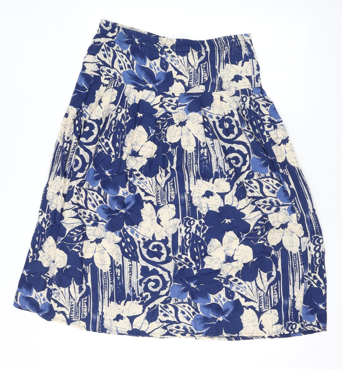 Hamells Womens Blue Geometric Viscose A-Line Skirt Size 10