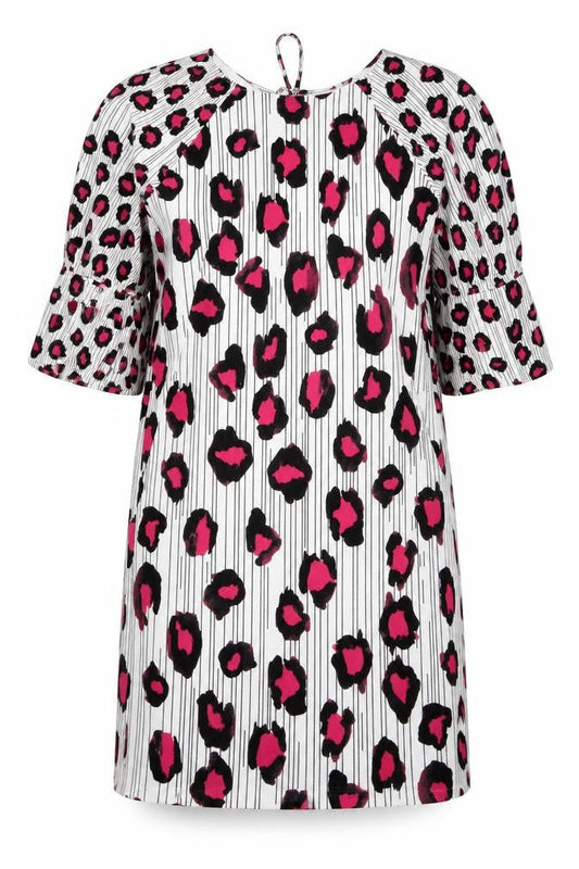 Next Womens Pink Animal Print Polyester T-Shirt Dress Size 10 Round Neck Tie