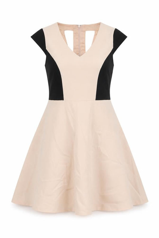 South Womens Pink Colourblock Polyester Fit & Flare Size 12 V-Neck Zip - Cutout