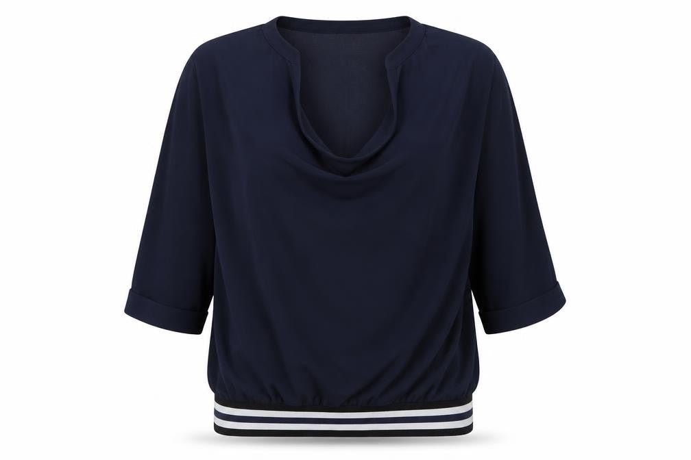Part Two Womens Blue Polyester Basic Blouse Size 8 Cowl Neck