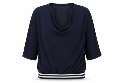 Part Two Womens Blue Polyester Basic Blouse Size 8 Cowl Neck