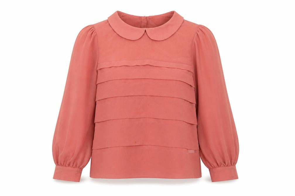 Topshop Womens Pink Polyester Basic Button-Up Size 8 Collared