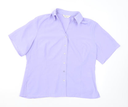 Bonmarché Womens Purple Polyester Basic Button-Up Size 14 Collared