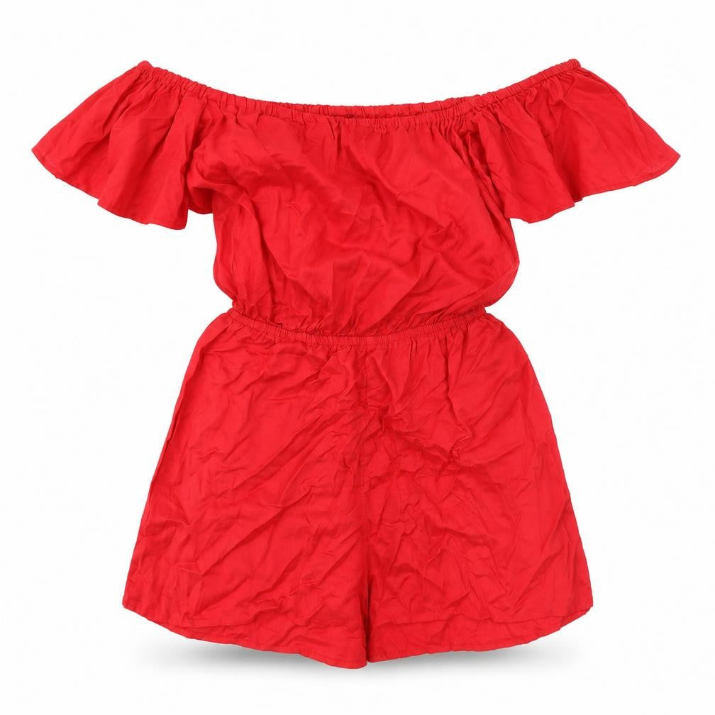 Divided by H&M Womens Red Viscose Playsuit One-Piece Size 6 L3 in Pullover