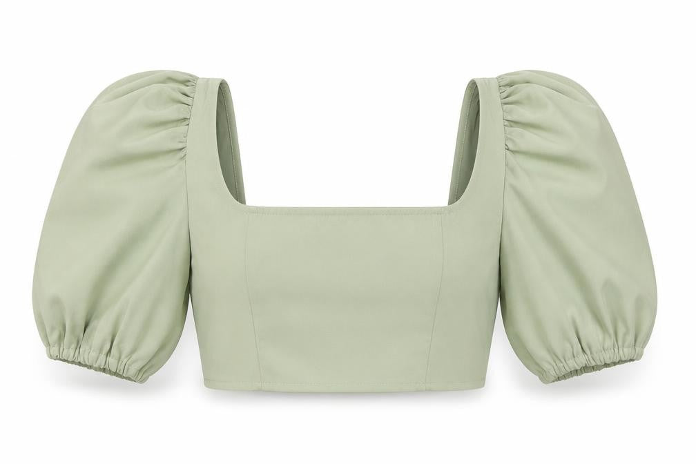 Missguided Womens Green Polyester Cropped T-Shirt Size 8 Square Neck