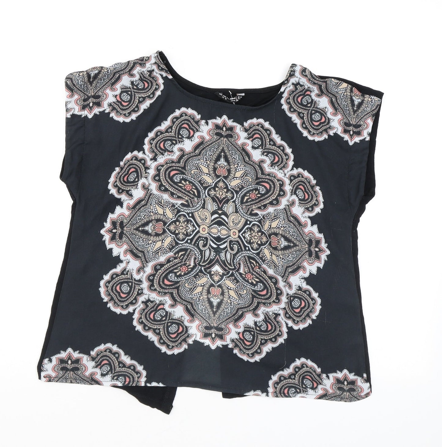 Select Womens Multicoloured Paisley Polyester Basic T-Shirt Size 6 Round Neck