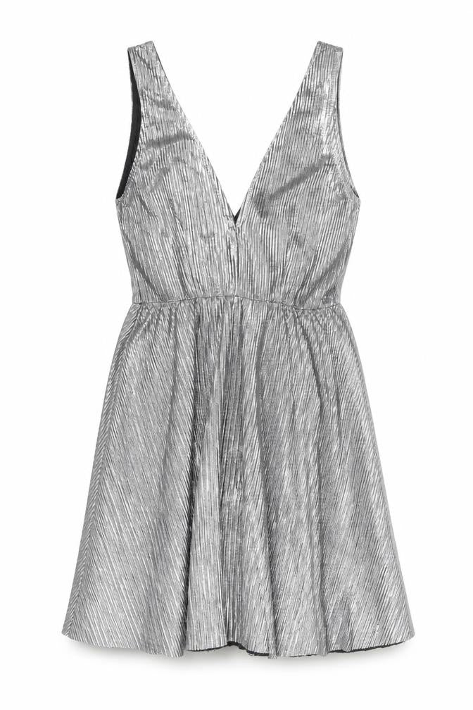 H&M Womens Silver Polyester Tank Dress Size 10 V-Neck Pullover