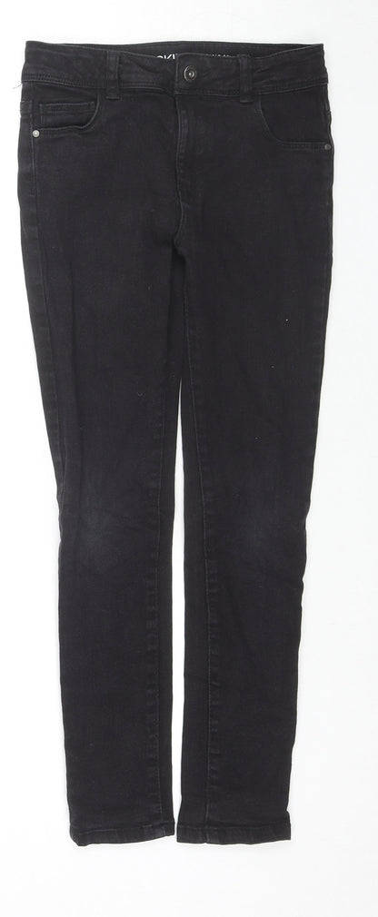 Additional front view of Denim & Co. girls’ blue cotton skinny jeans, size 9-10, years, 24-inch leg regular zip