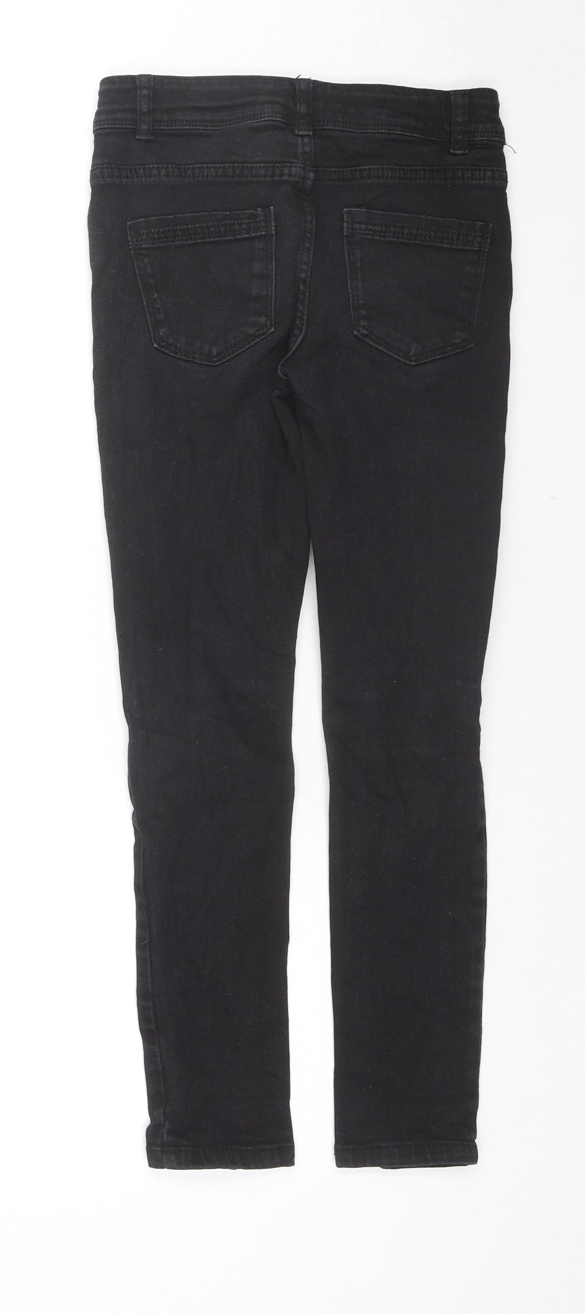 Back view of Denim & Co. girls’ blue cotton skinny jeans, size 9-10, years, 24-inch leg regular zip