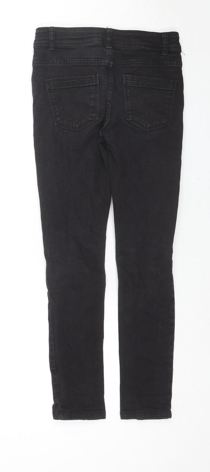 Back view of Denim & Co. girls’ blue cotton skinny jeans, size 9-10, years, 24-inch leg regular zip