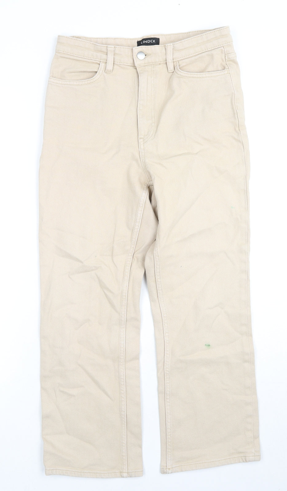 Lindex Womens Beige Cotton Straight Jeans Size 12 L24 in Regular Zip