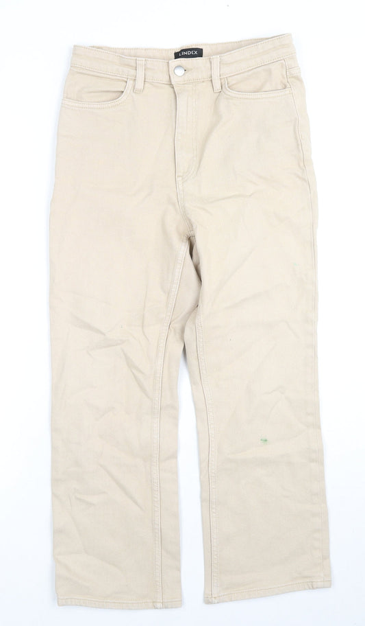 Lindex Womens Beige Cotton Straight Jeans Size 12 L24 in Regular Zip