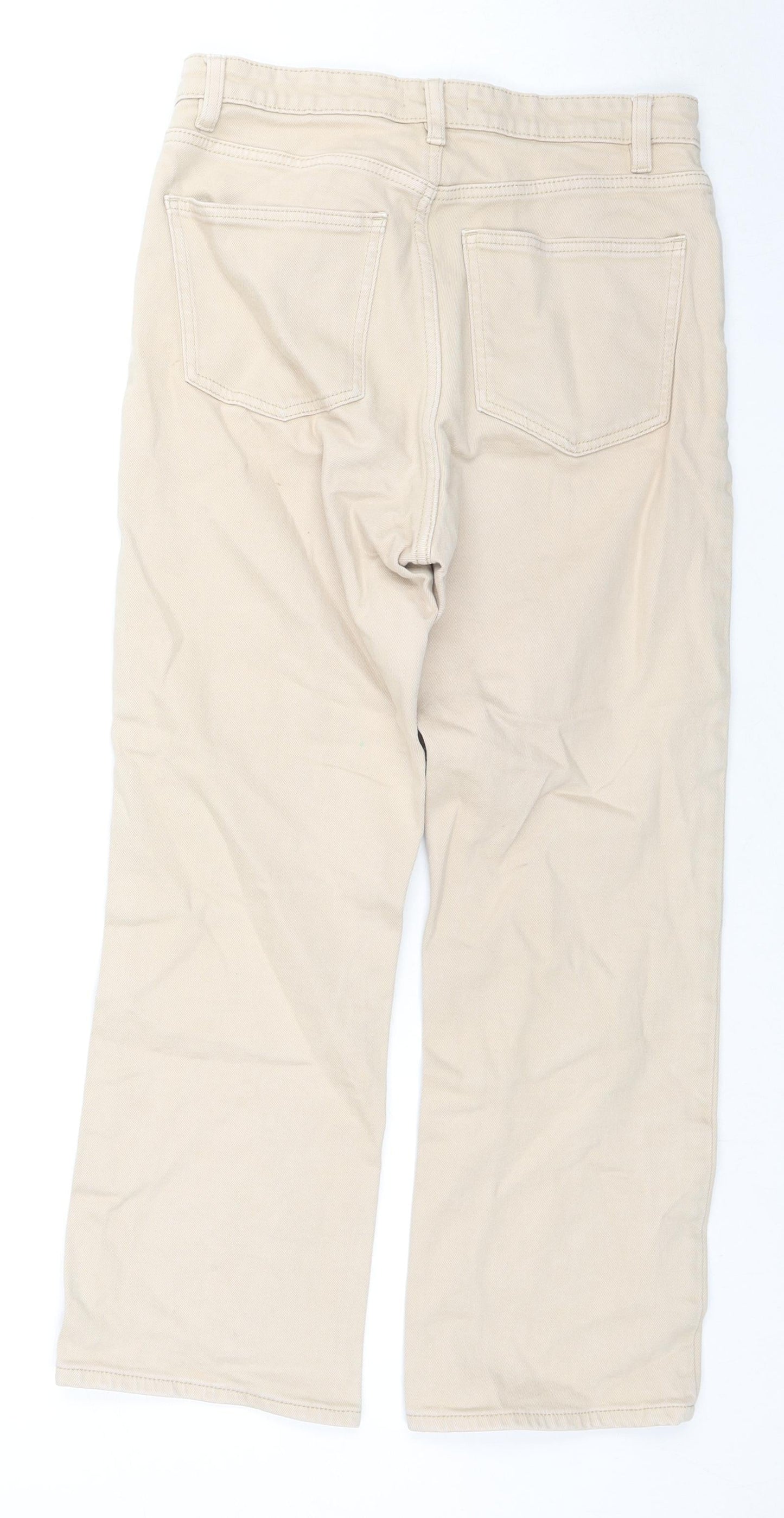 Lindex Womens Beige Cotton Straight Jeans Size 12 L24 in Regular Zip